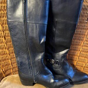 Liz Claiborne Trino Black Quilted Pattern Riding Boots Faux Leather Size 7.5